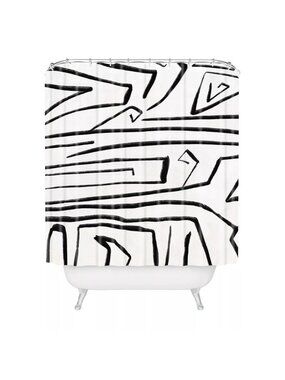 Viviana Gonzalez Deny Designs Black & White Geo Print Shower Curtain 69" x 72"